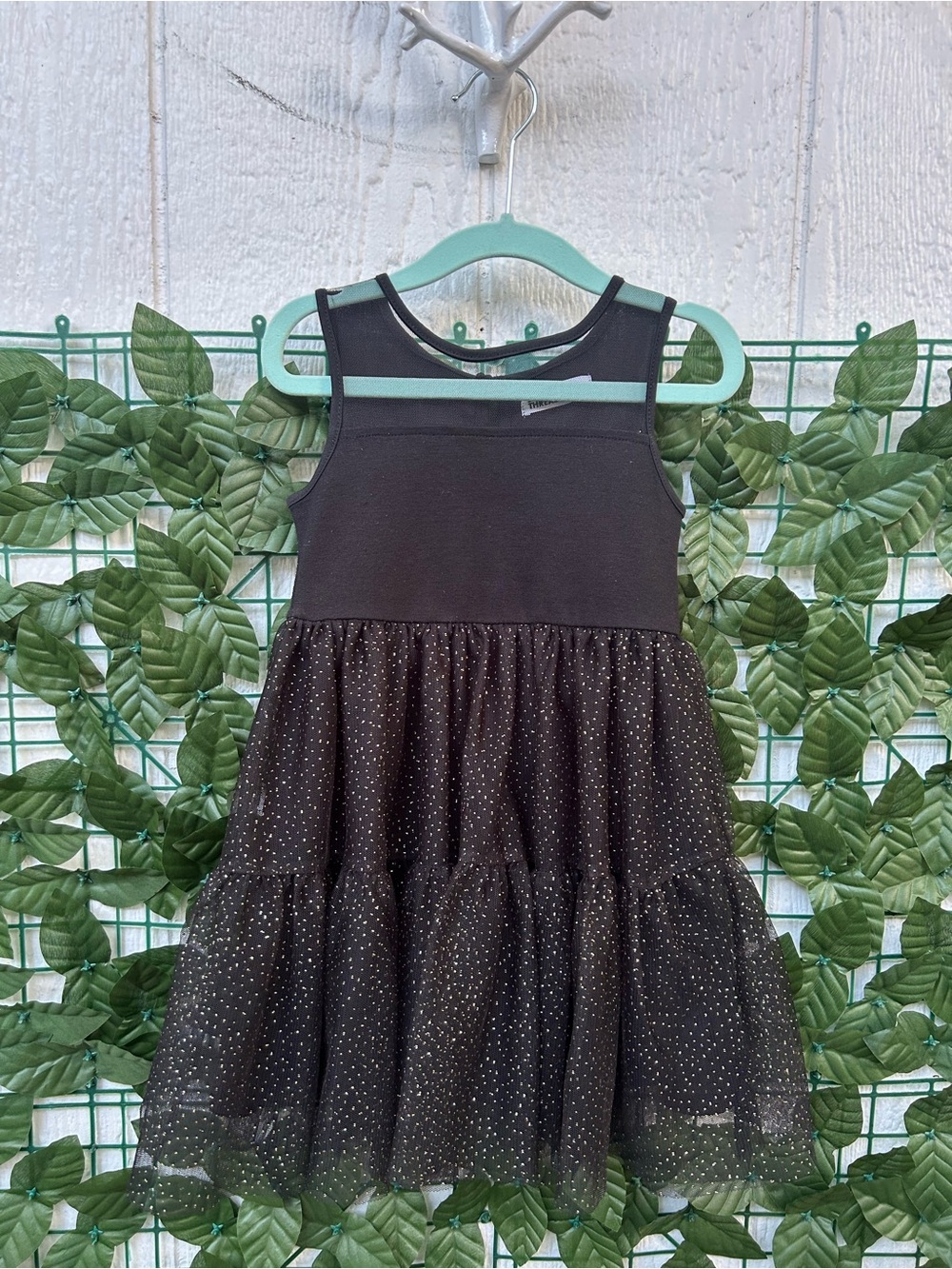 Girl’s Sparkle Black Tiered Tulle Dress 3Y